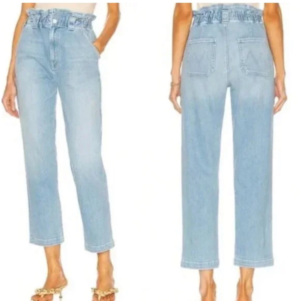 MOTHER light wash paperbag waist The Yoyo Ruffle Greaser in Crafty Side Size 26